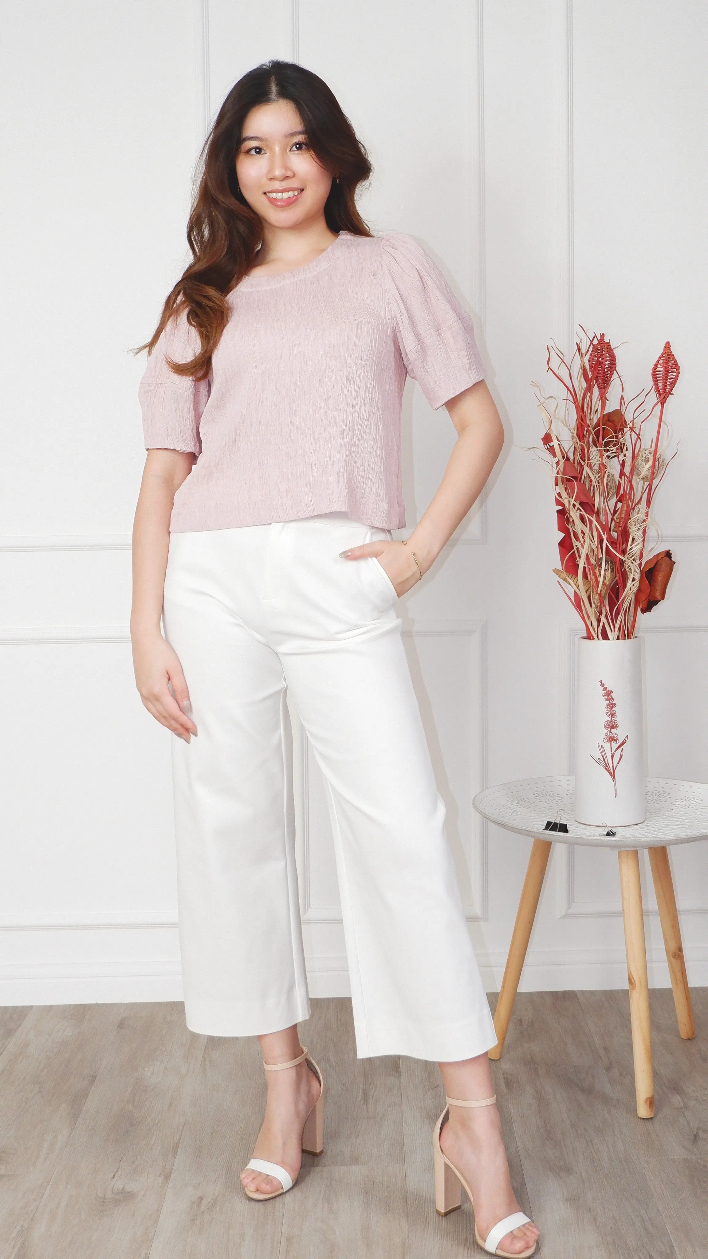 Monique Puff Sleeve Textured Fabric Blouse