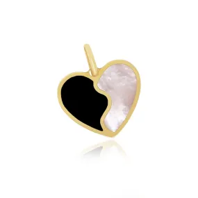 Mother of Pearl and Onyx Mixed Heartbreaker Charm