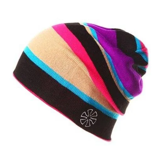 Multicolored Striped Knitted Hat, Beanie or Bonnet