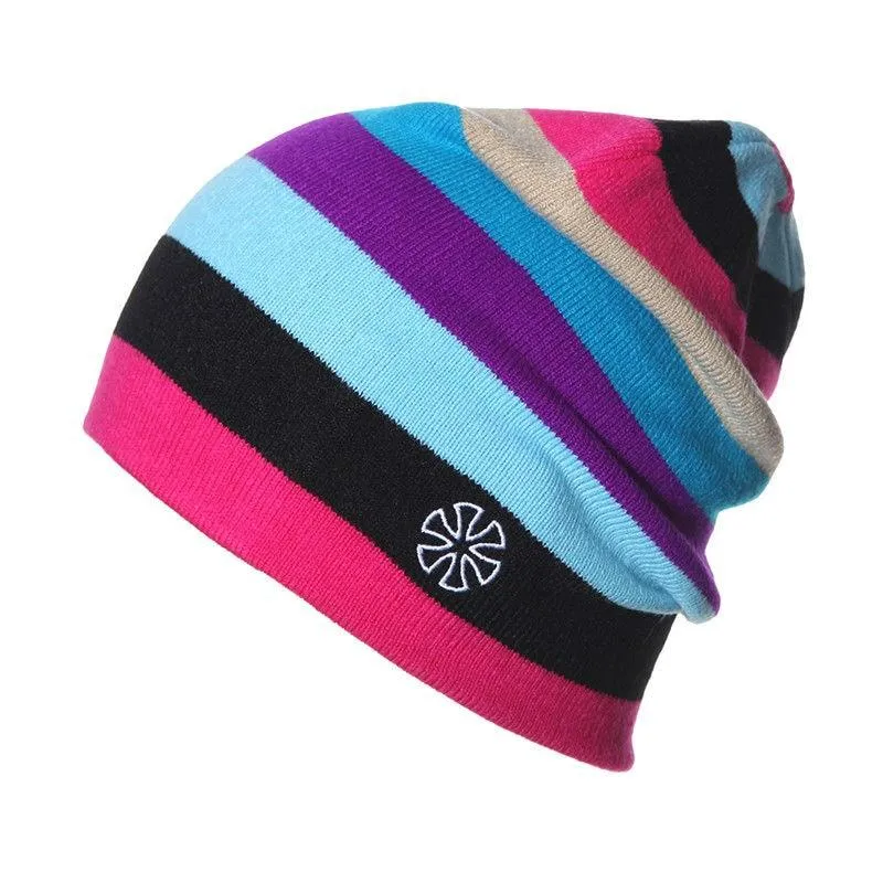 Multicolored Striped Knitted Hat, Beanie or Bonnet