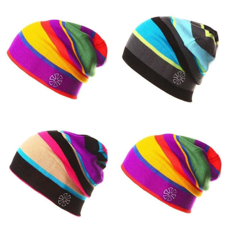 Multicolored Striped Knitted Hat, Beanie or Bonnet