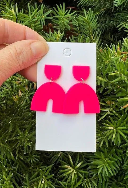 Neon Pink Arch Earrings