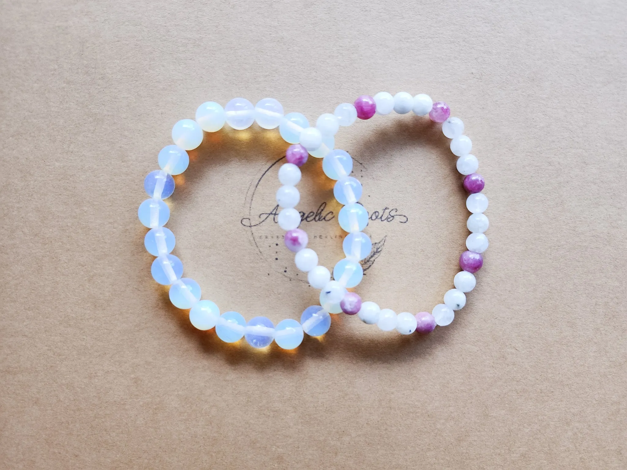 October Bracelet Stack || Opalite, Rainbow Tourmaline & Moonstone Beaded Bracelet || Reiki Infused