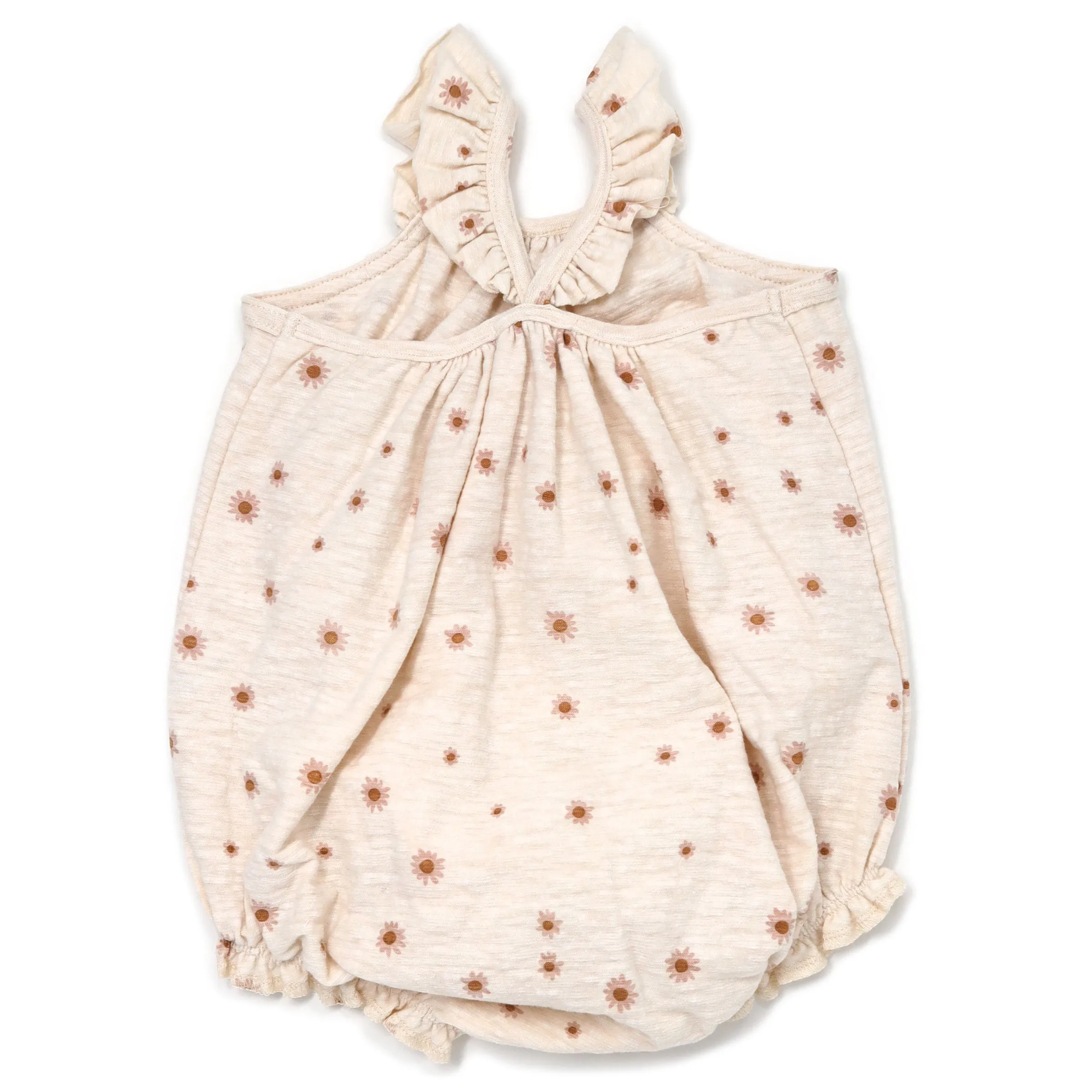 oh baby! Ruffle Strap Slub Bubble - Mini Daisies - Sand Heather