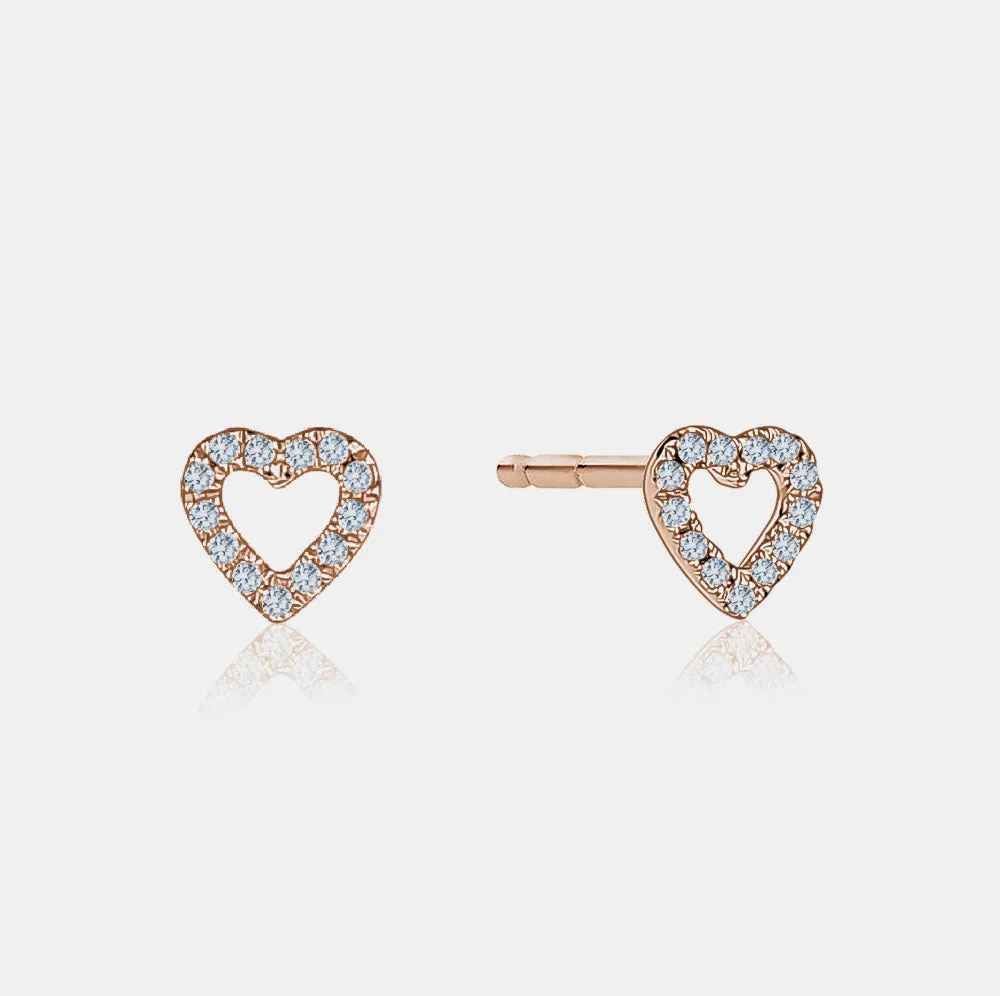 Open Diamond Heart Studs