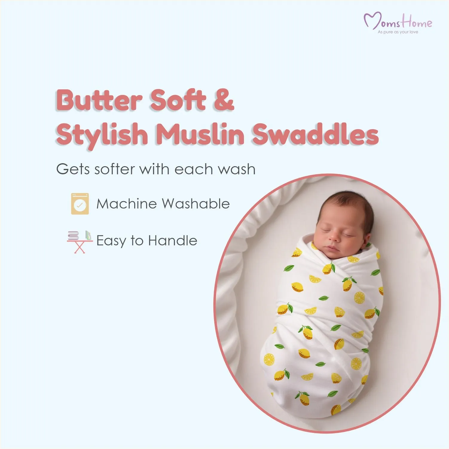 Organic Cotton Baby Muslin Cloth Swaddle | 0-12 Months | Pack of 3