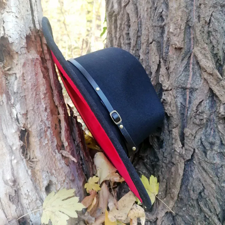 Patchwork Wool Felt Fedora Hat with Belt and Buckle