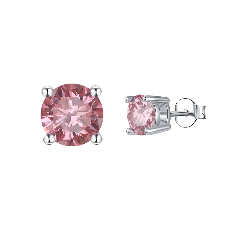 Pink Moissanite Stud Earrings