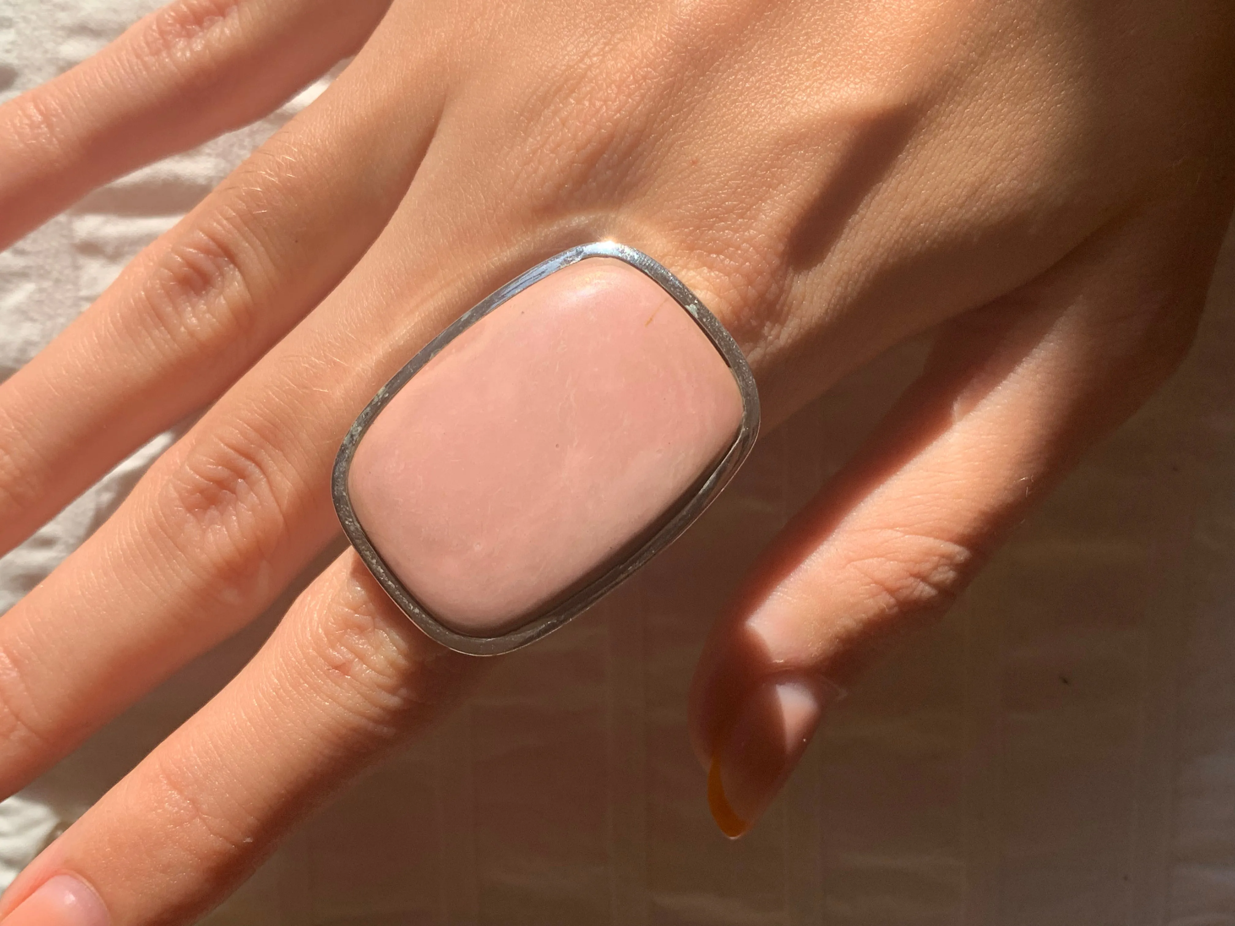 Pink Opal Naevia Ring - XLarge Square (US 7.5 & 8)