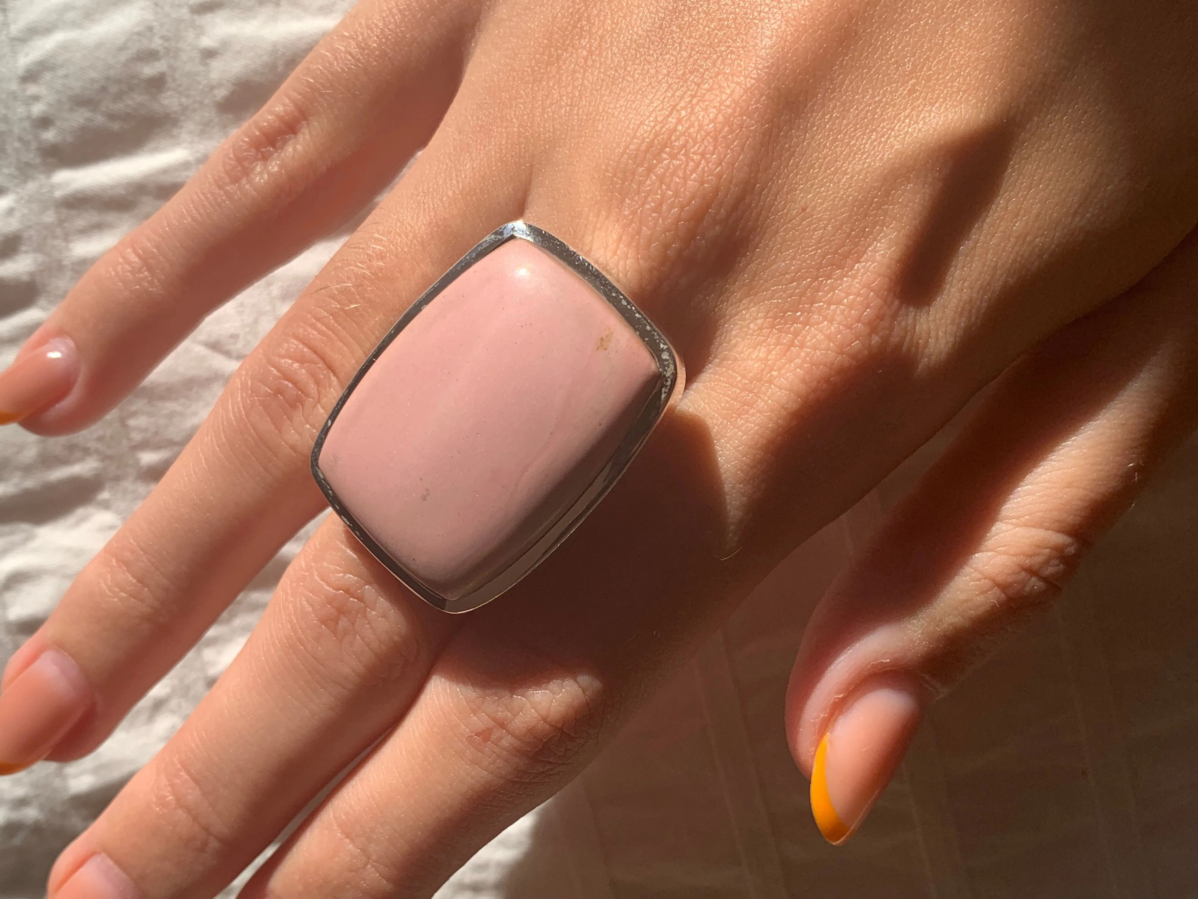 Pink Opal Naevia Ring - XLarge Square (US 7.5 & 8)