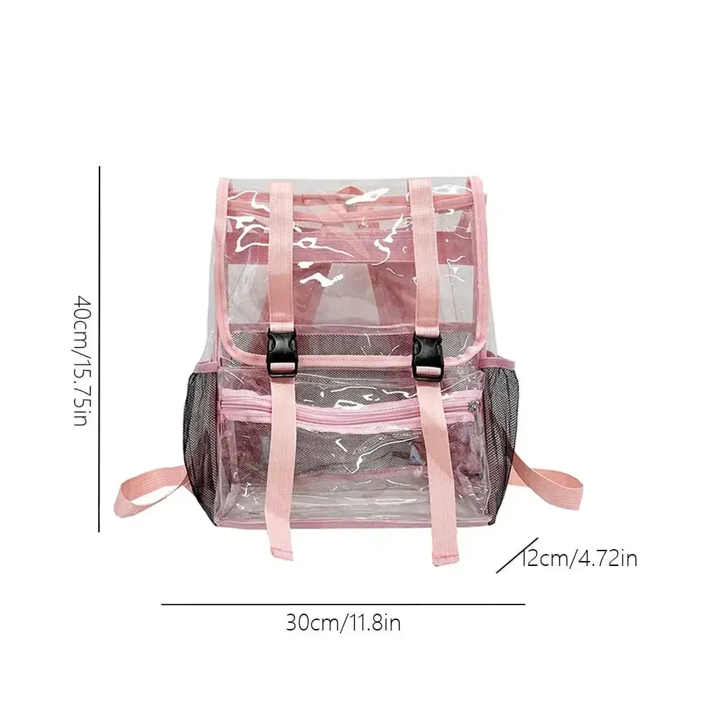 Pink Transparent Waterproof School and Travel Backpack