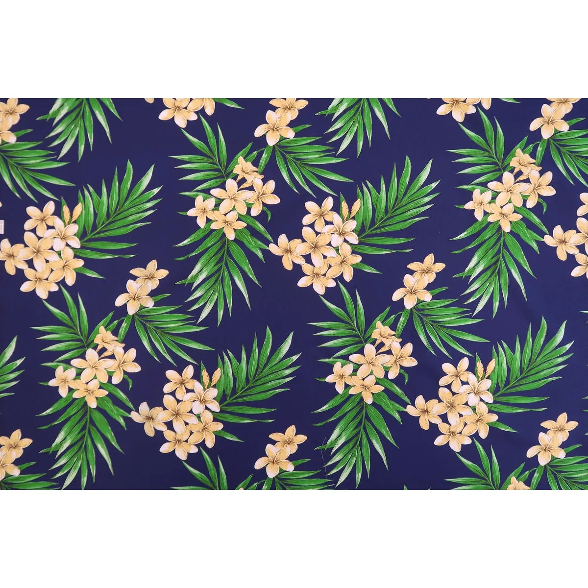 Plumeria All-over Non-Iron Fabric / Navy BLU-0027C