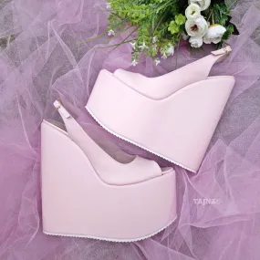 Powder Light Pink 18-22 cm Super High Heel Wedding Shoes Wedges