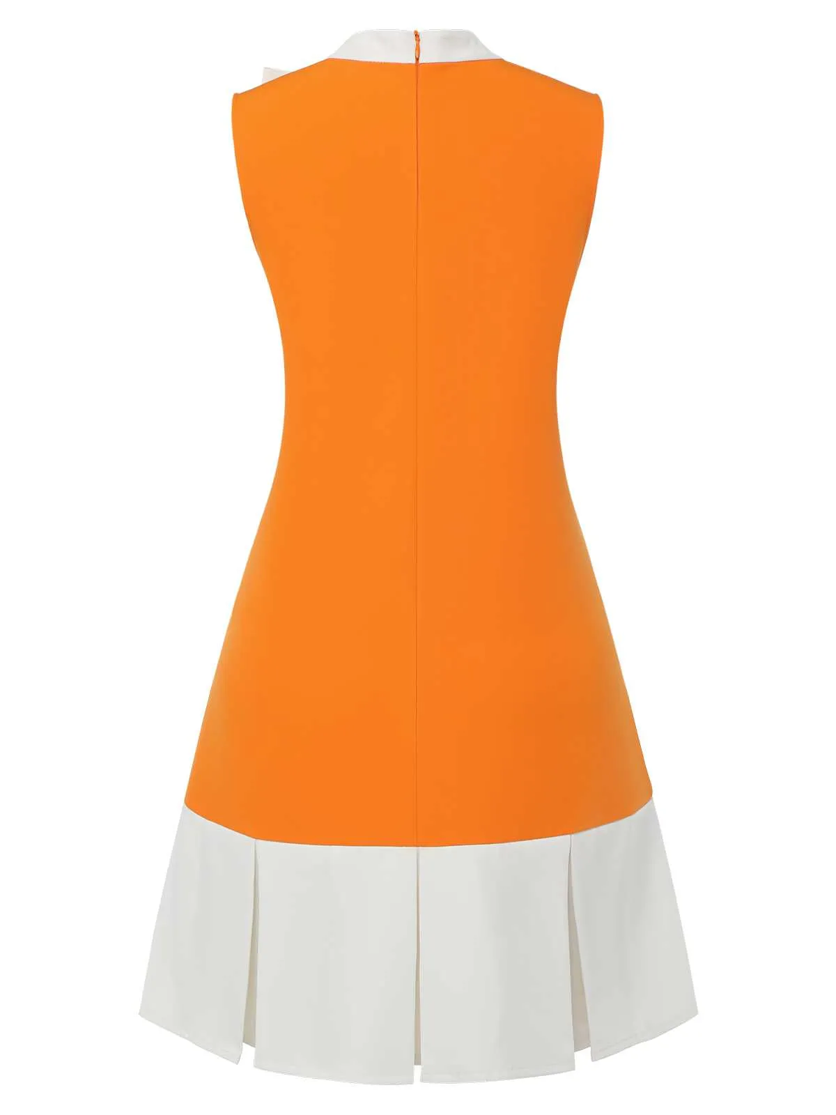 [Pre-Sale] Orange 1960s Crew Bowknot Sleeveless Dress