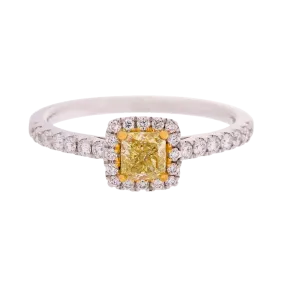 Princess Cut Fancy Yellow Diamond Ring