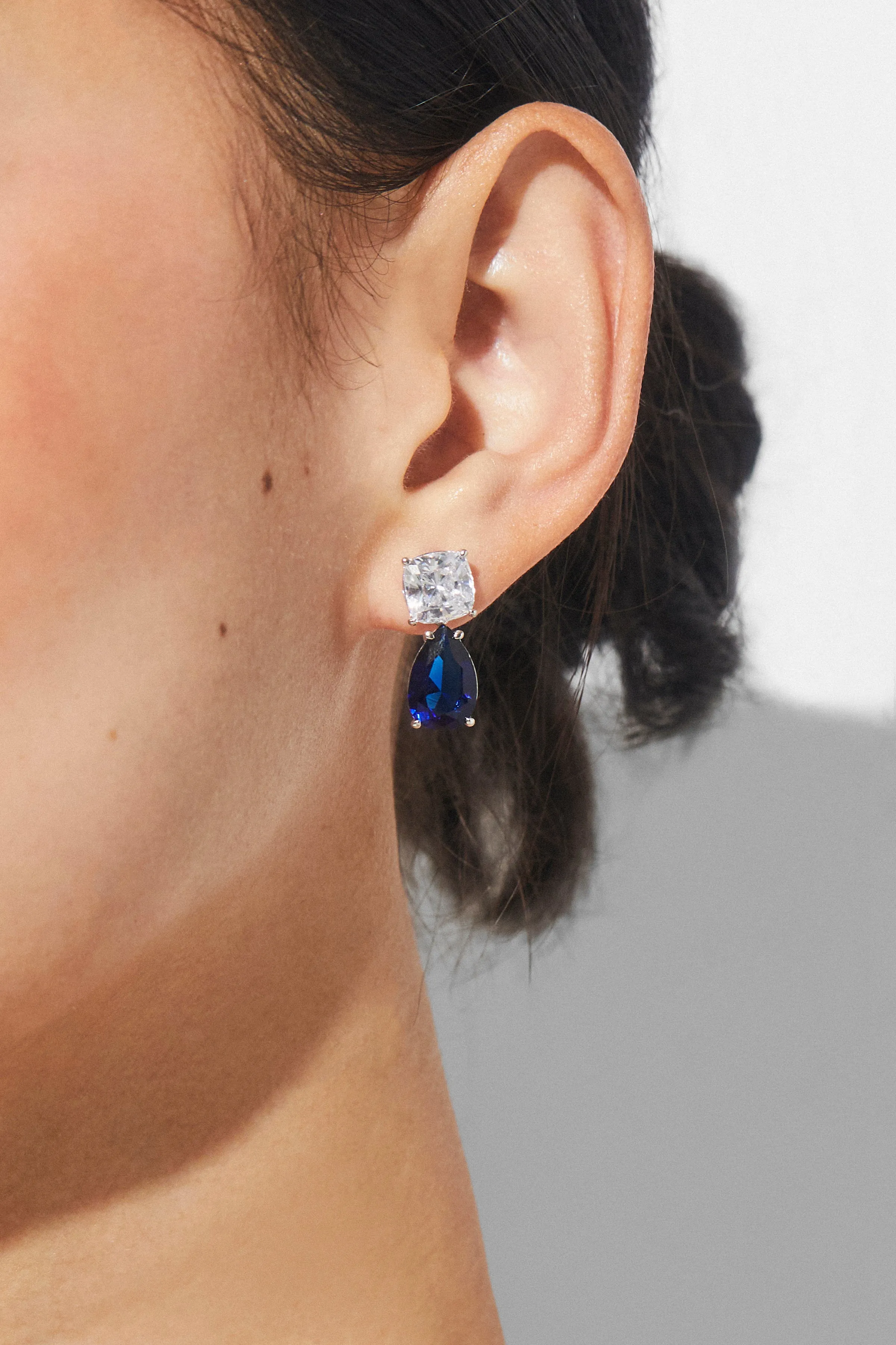 ROCKSTARS BLUE PEAR DROP EARRINGS