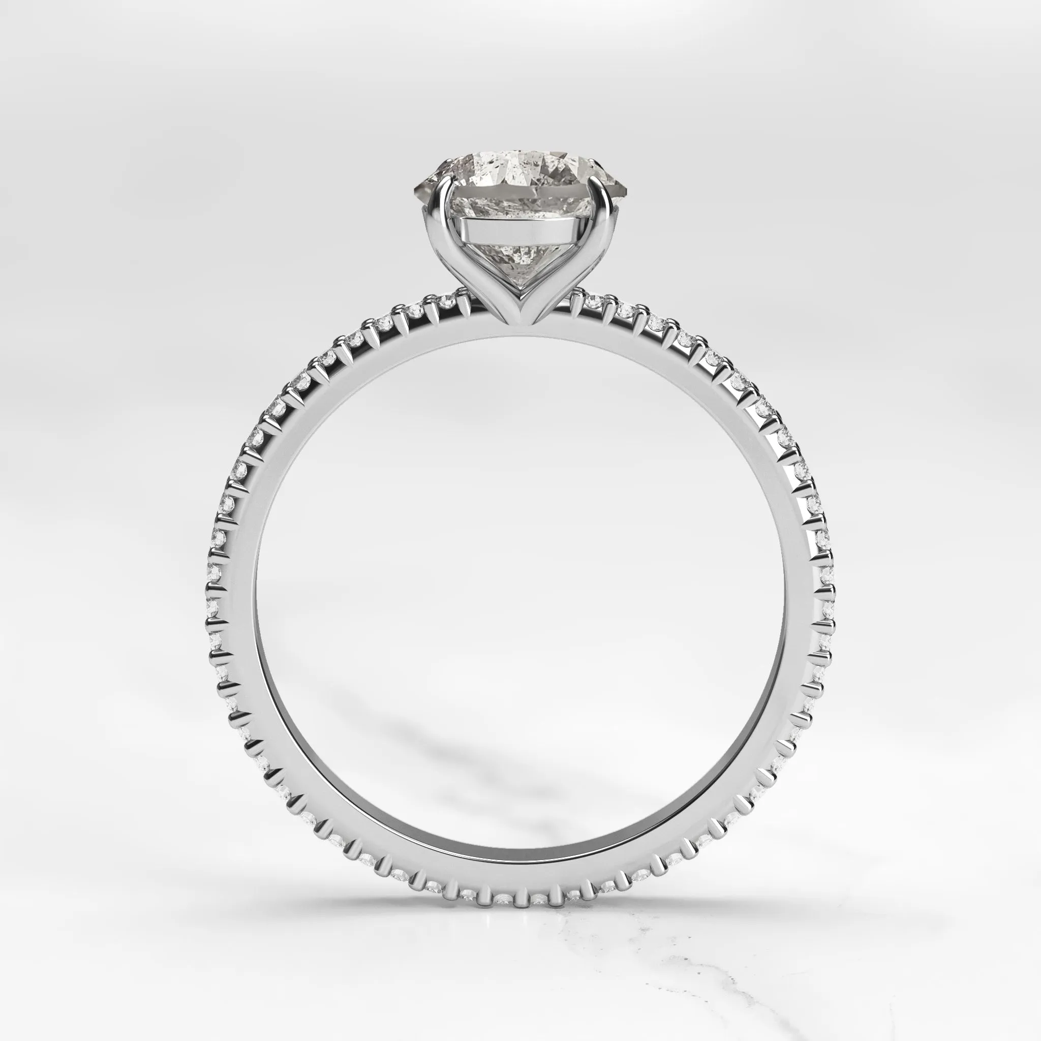 Round Full Pave Tapered Salt & Pepper Diamond Ring