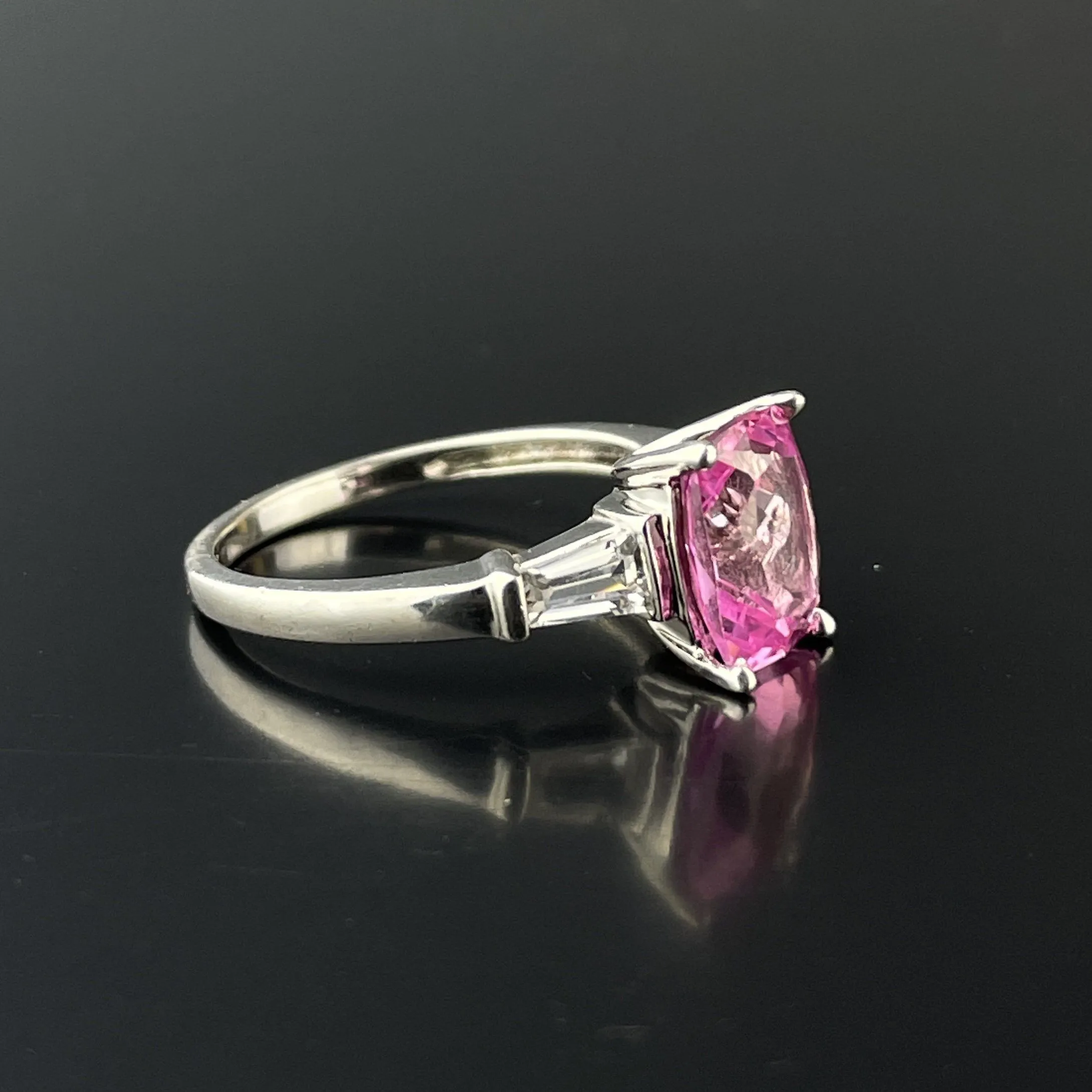 Silver Diamond Pink Sapphire Ring