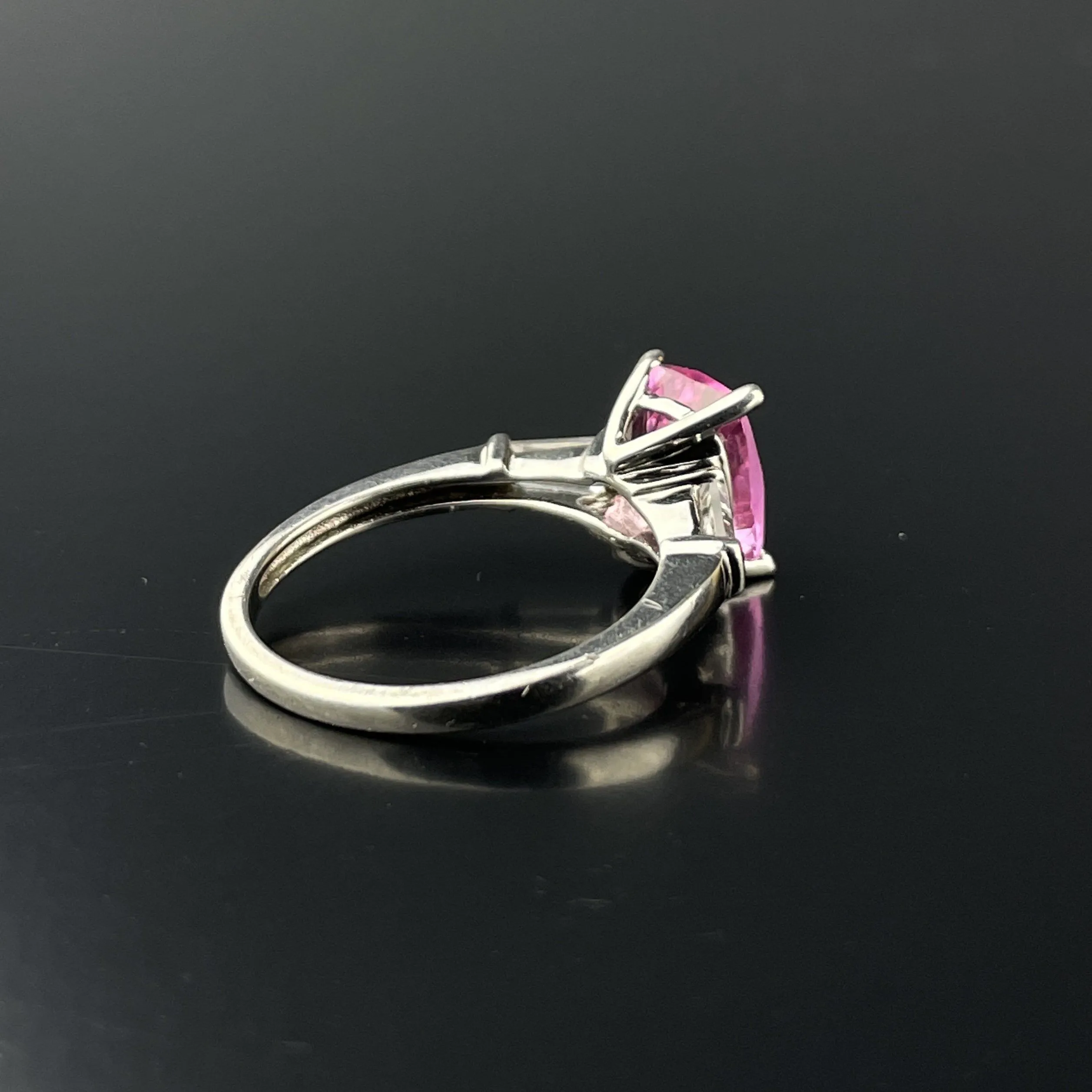 Silver Diamond Pink Sapphire Ring