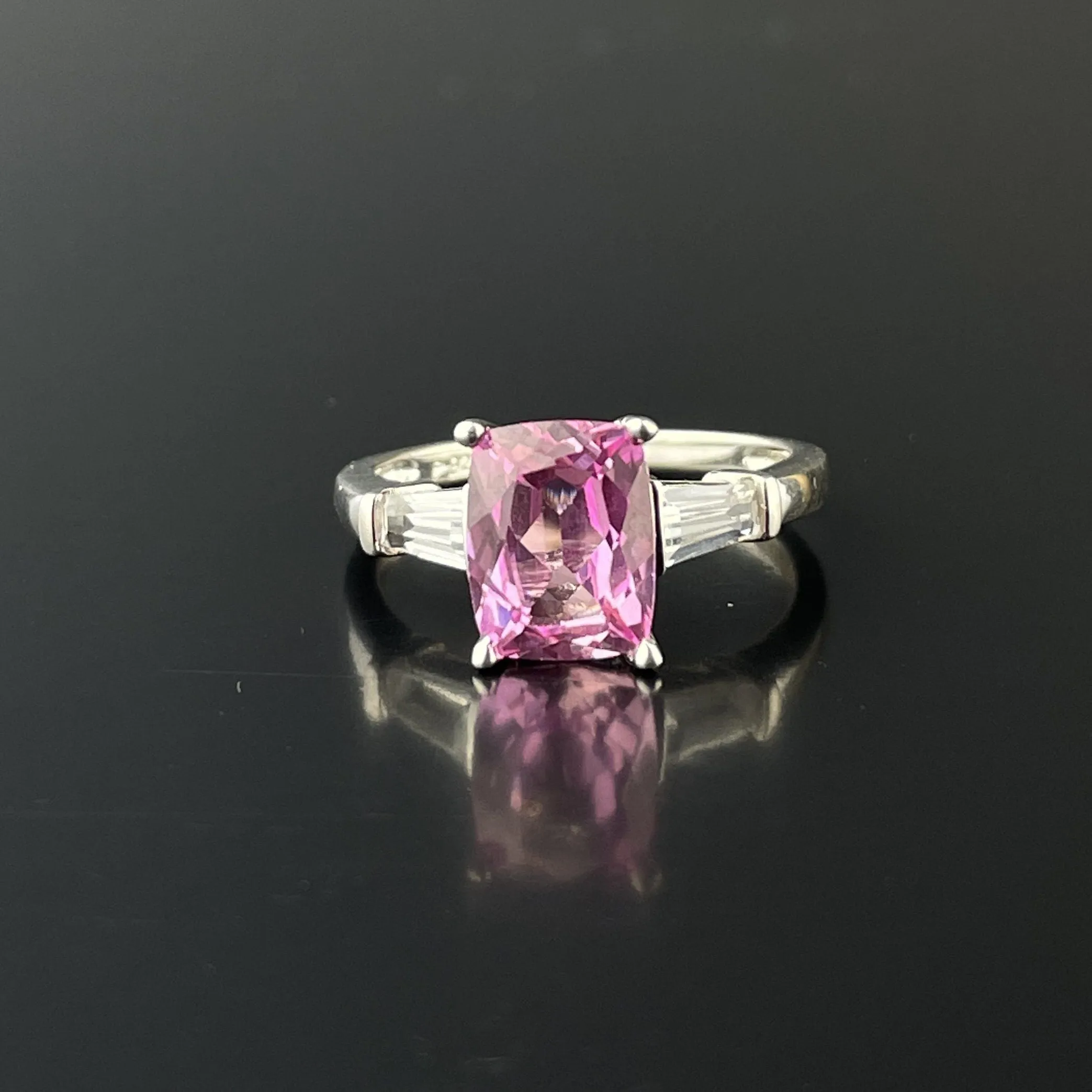 Silver Diamond Pink Sapphire Ring