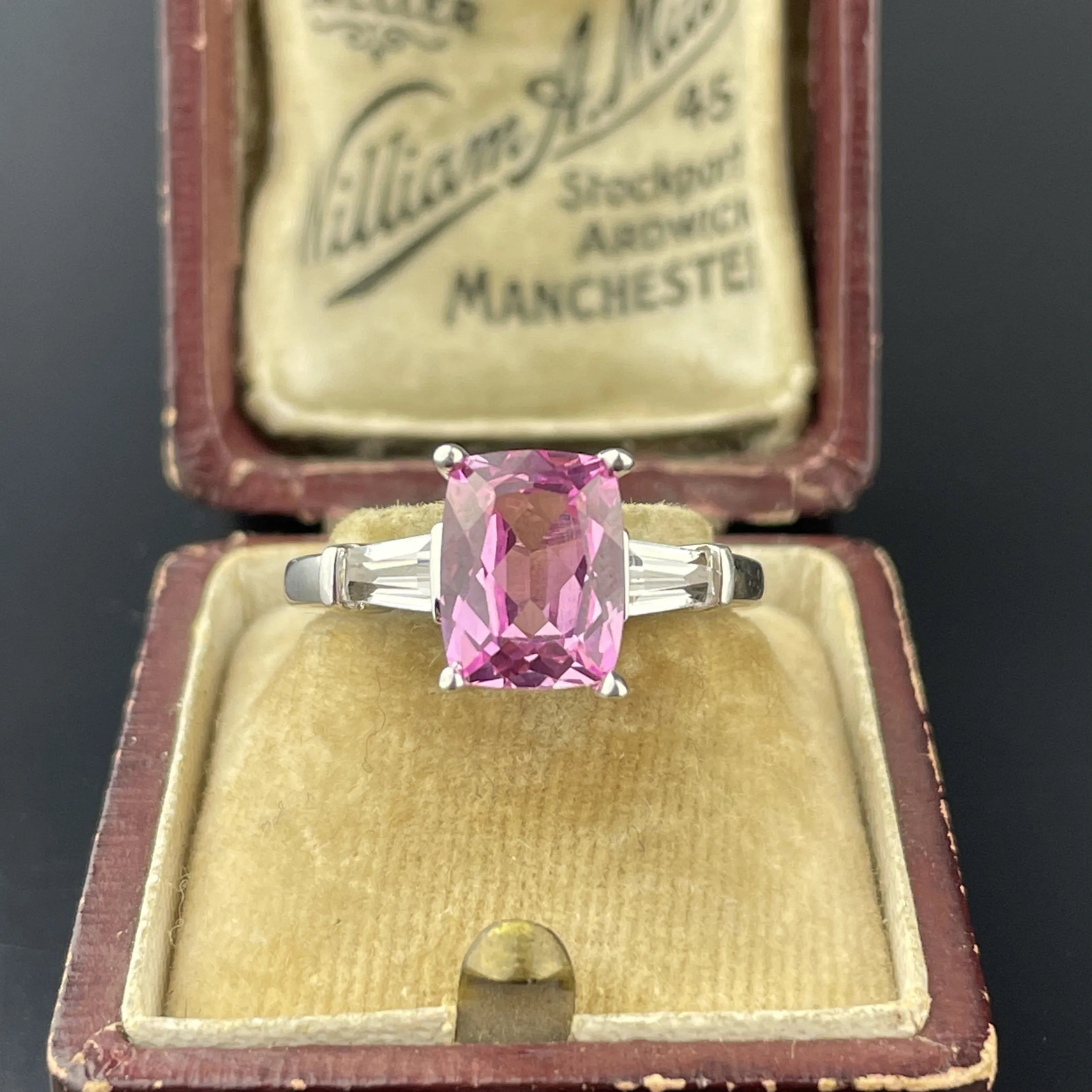 Silver Diamond Pink Sapphire Ring