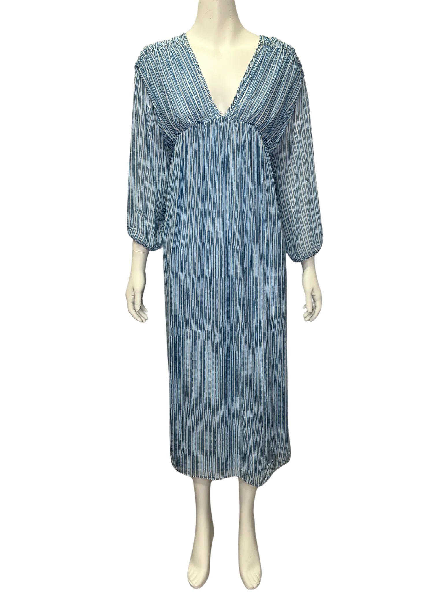 Size M - M.i.h Jeans Blue and White Stripe Silk Dress