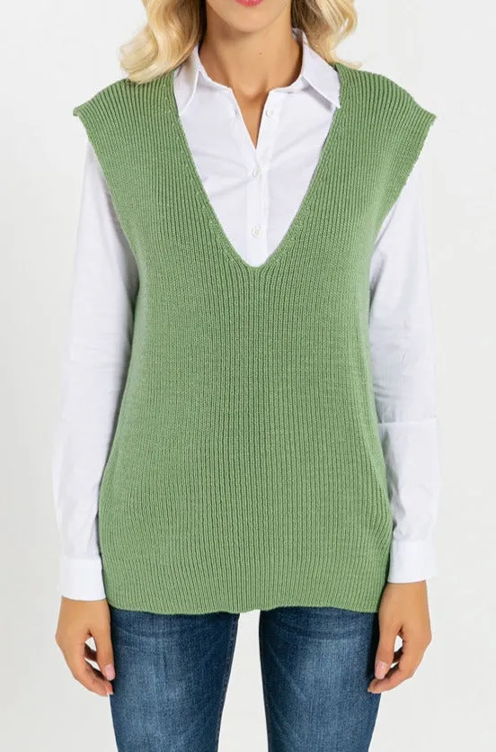 SLEEVLESS KNIT SWEATER