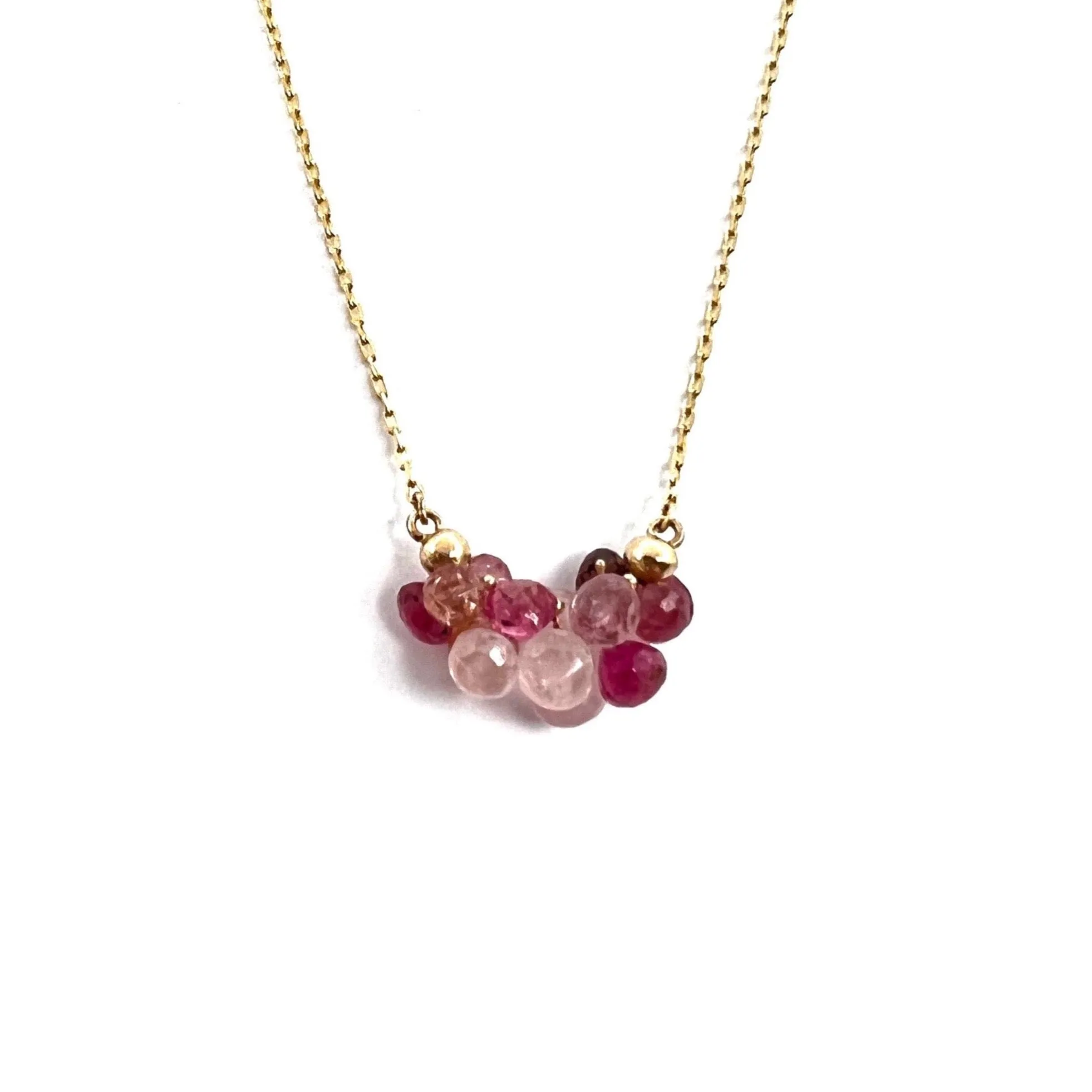 Small Cloud Pendant Necklace, Pink Tourmaline