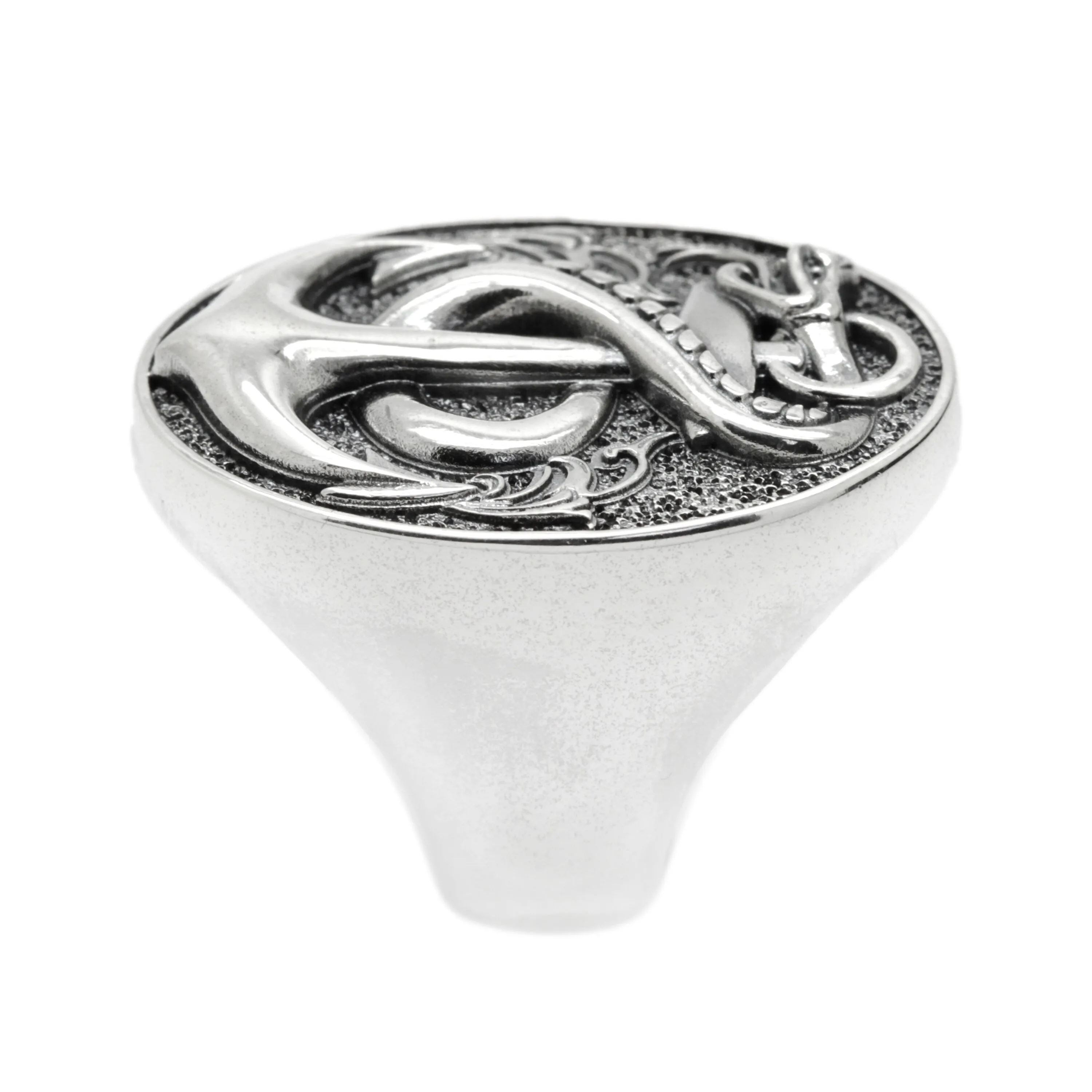 Snake Anchor Ring Sterling Silver Mens Ring Signet 925