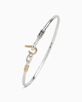 St. John Hook Bracelet with Rectangular Stone, 2mm - White Zircon