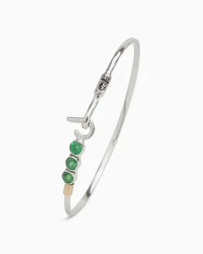 St. John Hook Bracelet with Triple Stones, 2mm - Green Zircon