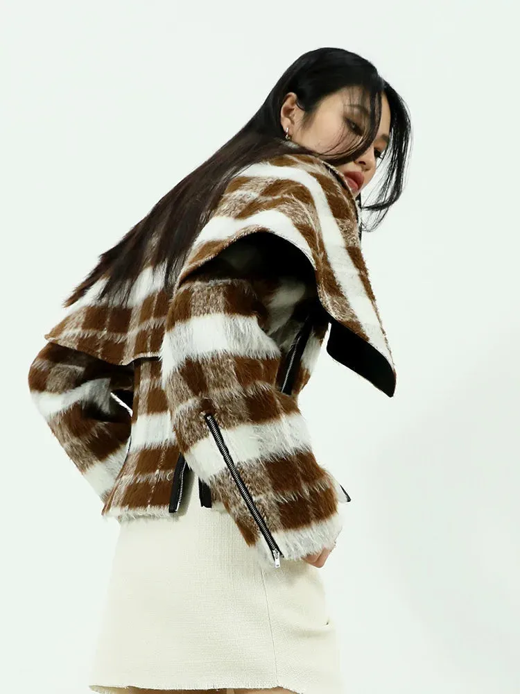 Suna Plaid Cape Jacket