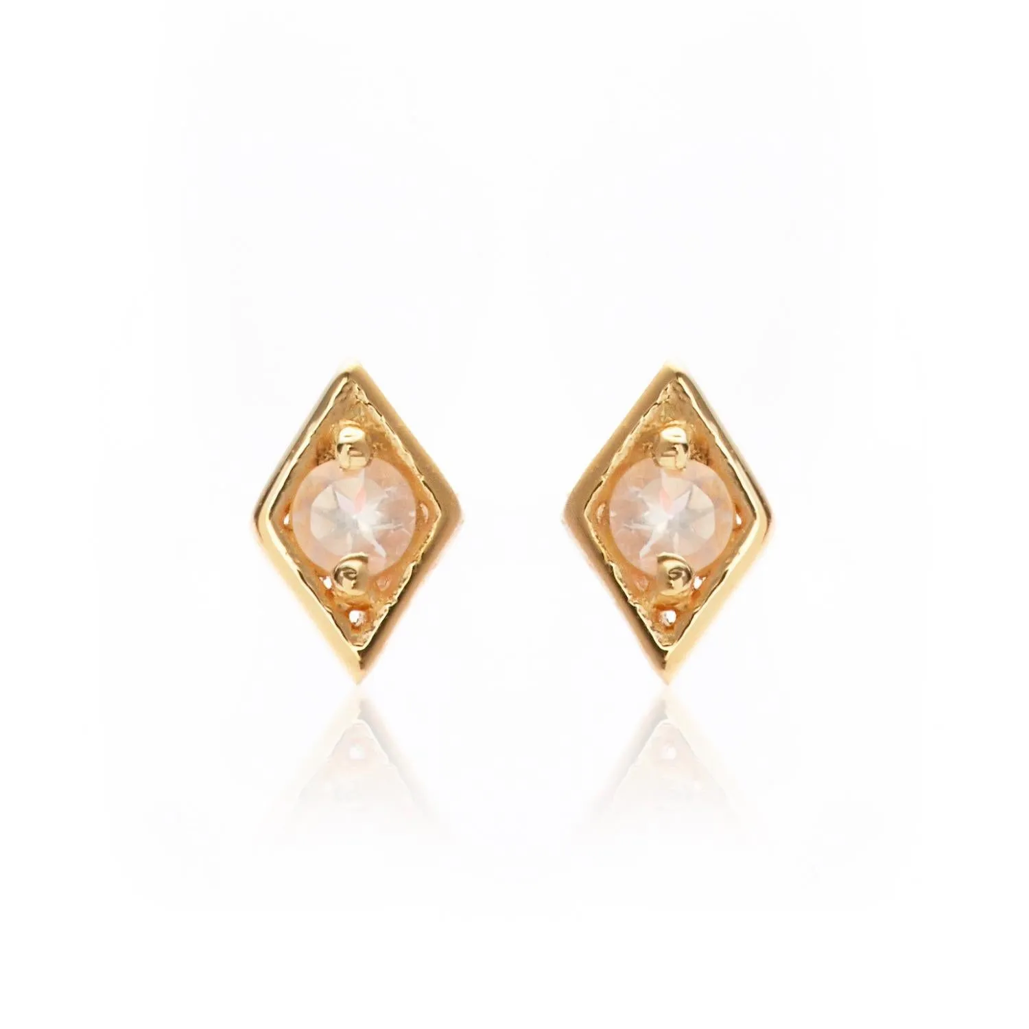 Superfine / Earrings / Keepsake Studs / Rose Quartz   Gold