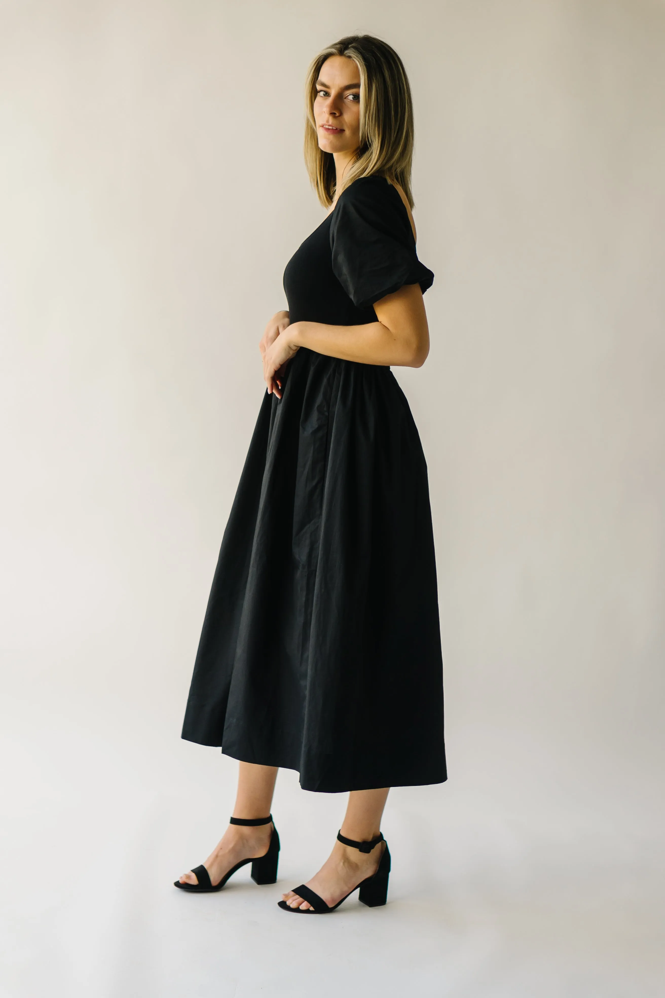 The Barber Puff Sleeve Dress in Black