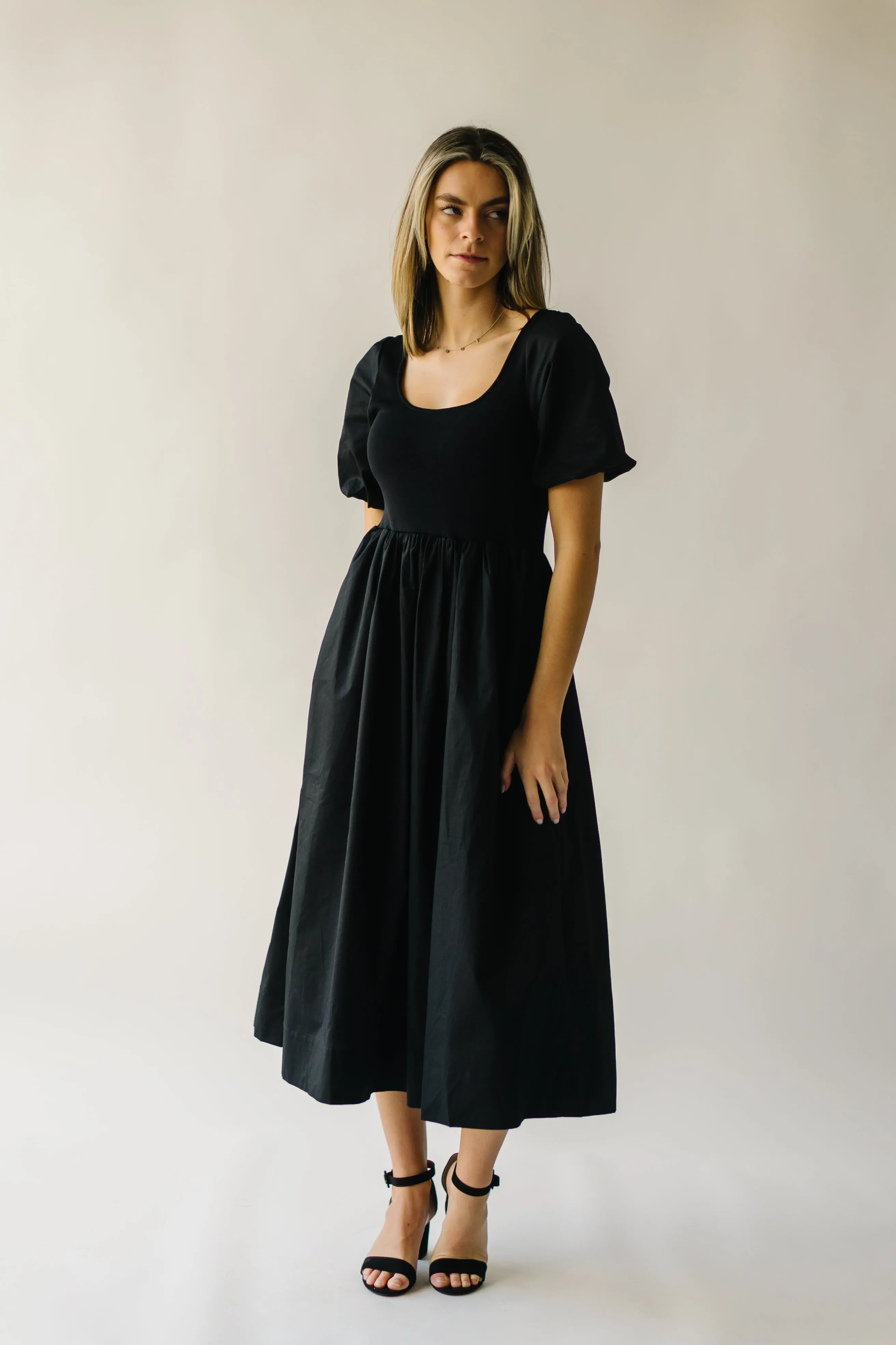 The Barber Puff Sleeve Dress in Black