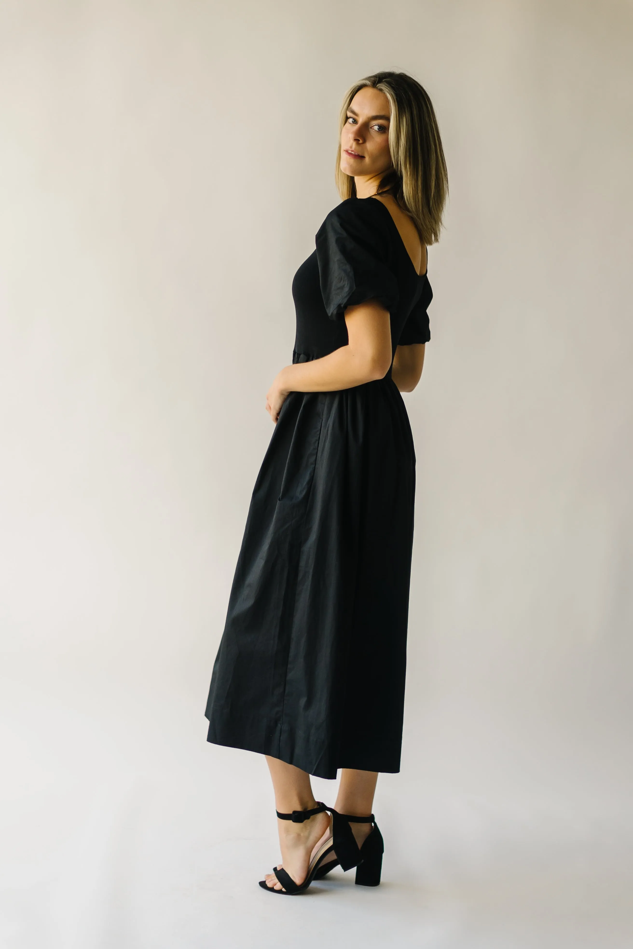 The Barber Puff Sleeve Dress in Black