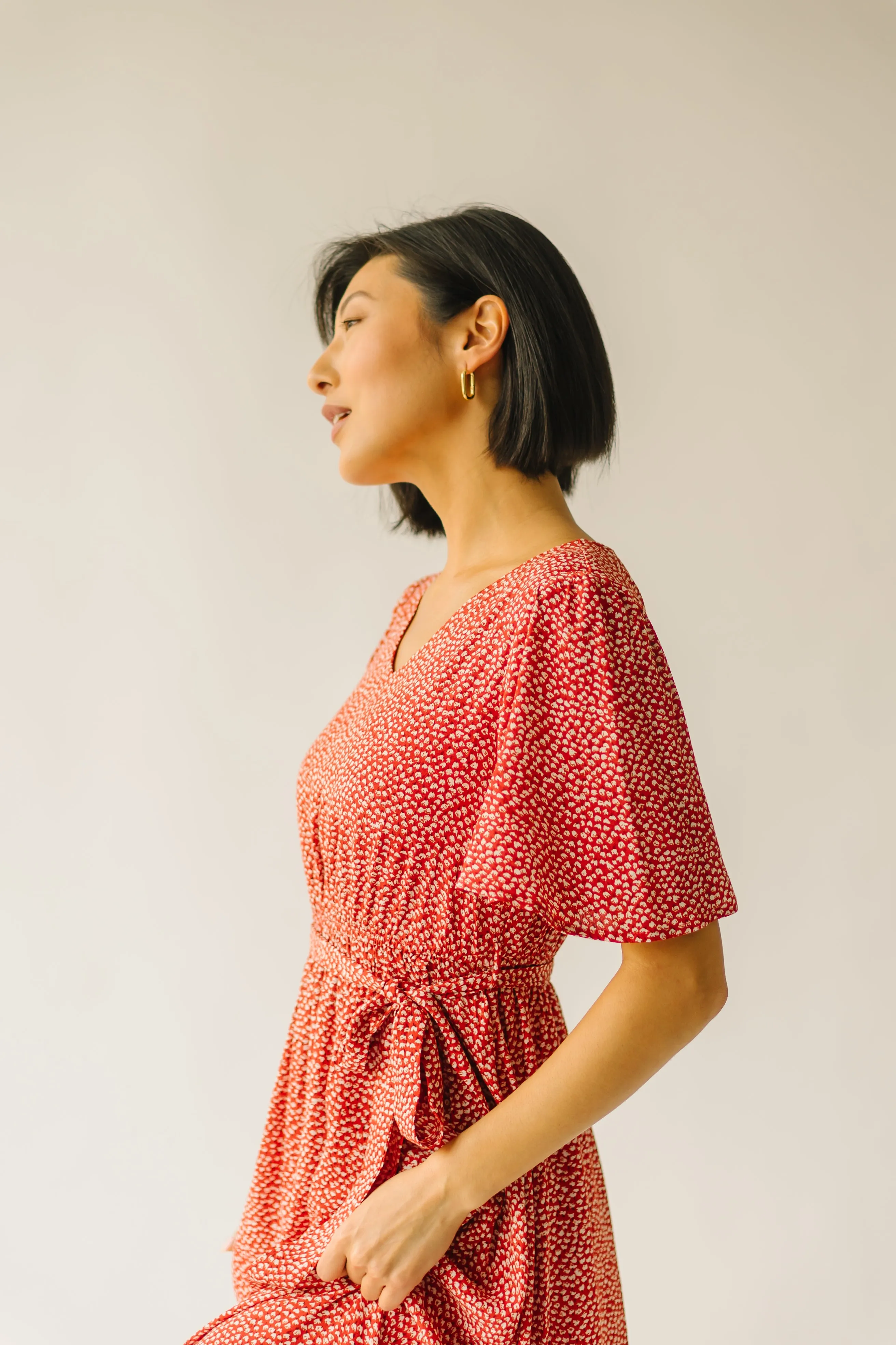 The Doyal Printed Wrap Dress in Red