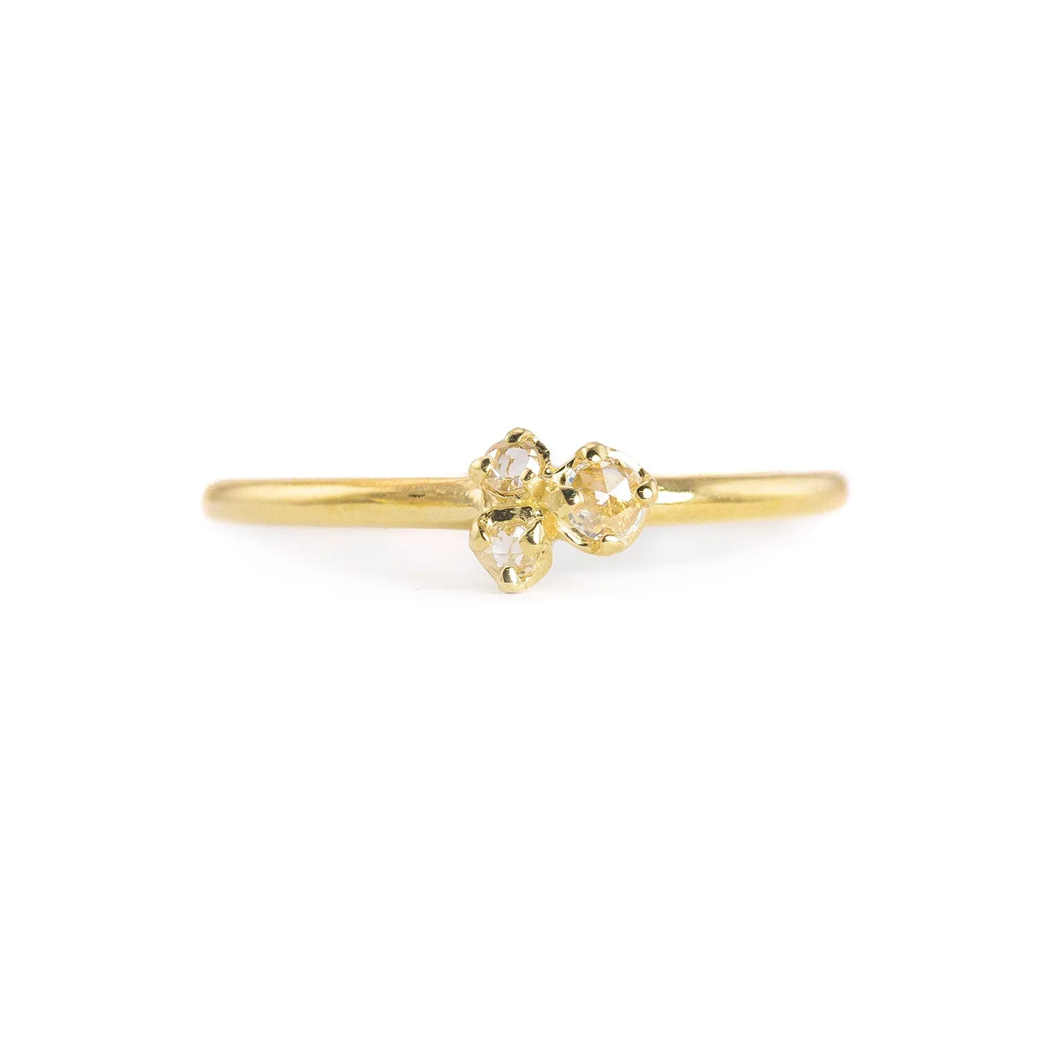 Three Rose Cut Diamond 14k Gold Ring by N A