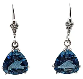 Tibetan Blue Obsidian Trillion Dangle Earrings Special