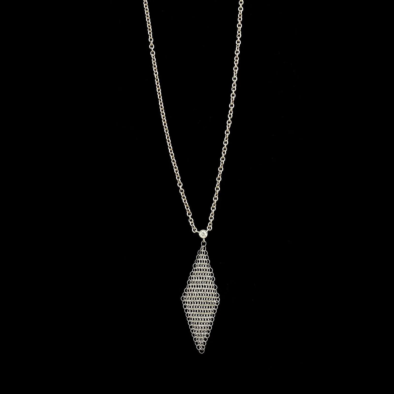 Tiffany & Co. Sterling Silver Estate Elsa Peretti Diamond Mesh Pendant