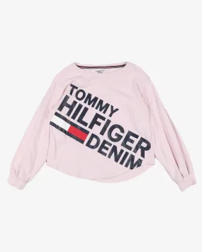 tommy hilfiger baby pink logo printed sweatshirt - m