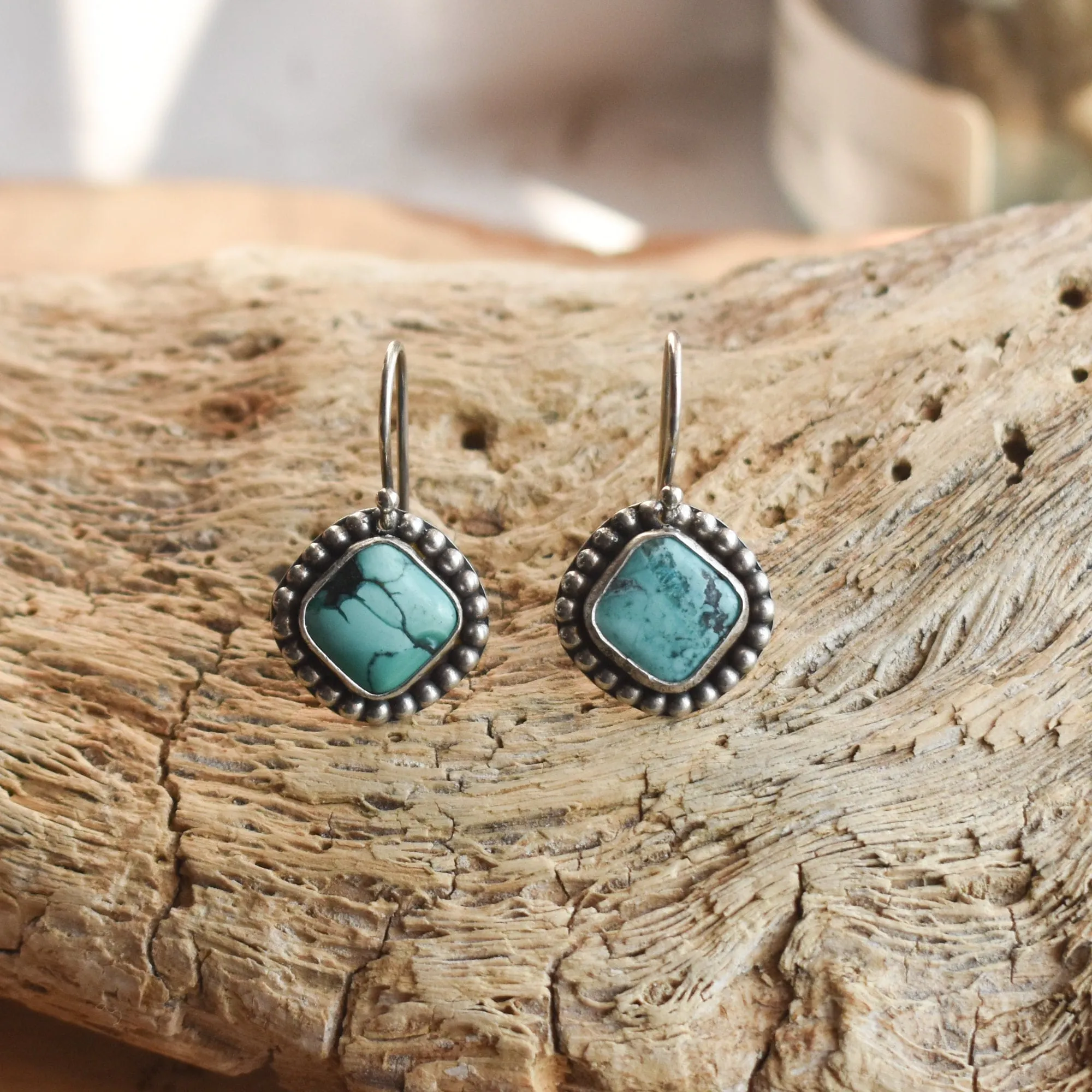 Turquoise Drop Earrings - Turquoise Earrings - Turquoise Drops - .925 Sterling Silver - OOAK