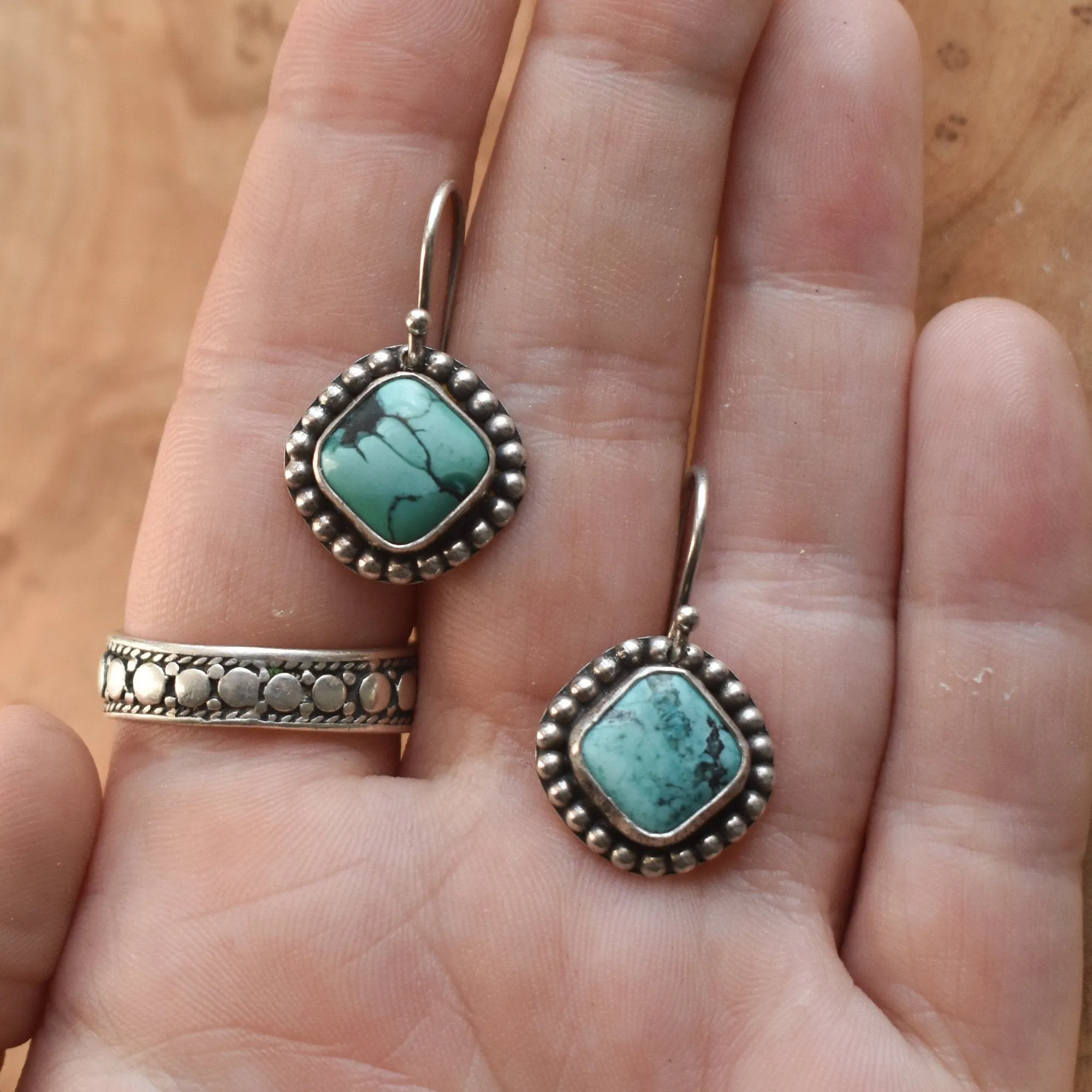 Turquoise Drop Earrings - Turquoise Earrings - Turquoise Drops - .925 Sterling Silver - OOAK