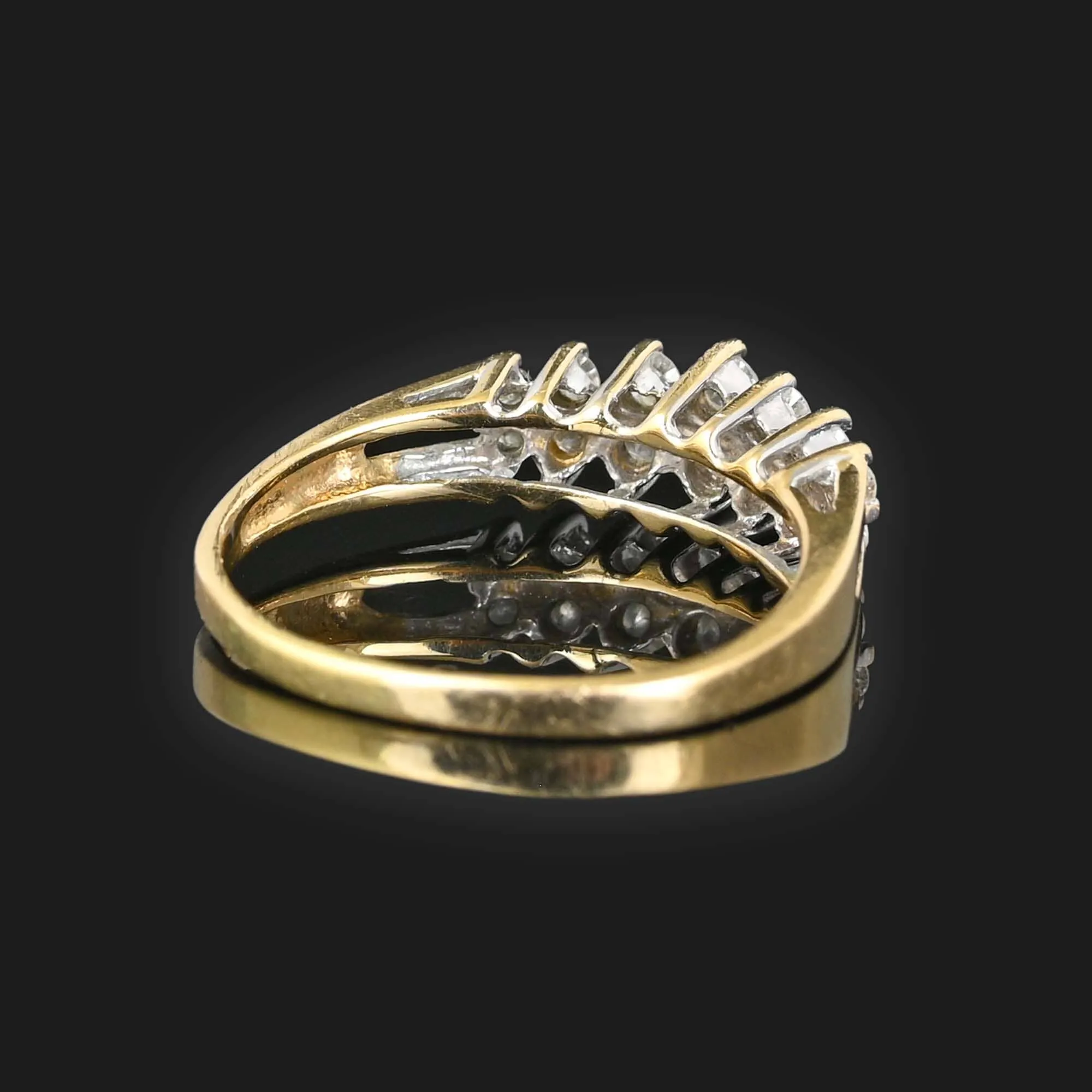 Two Row Chevron Diamond Ring in 14K Gold