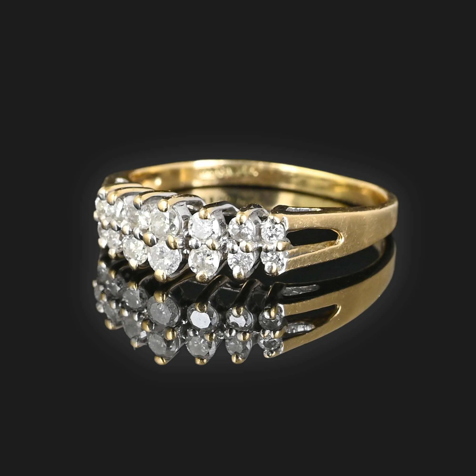 Two Row Chevron Diamond Ring in 14K Gold