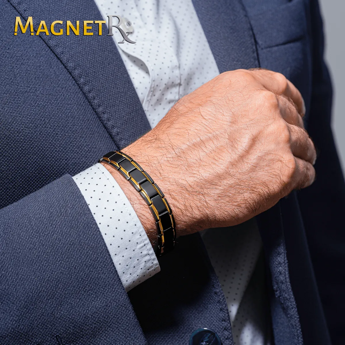 Ultra Strength Black & Gold Trim Magnetic Therapy Bracelet