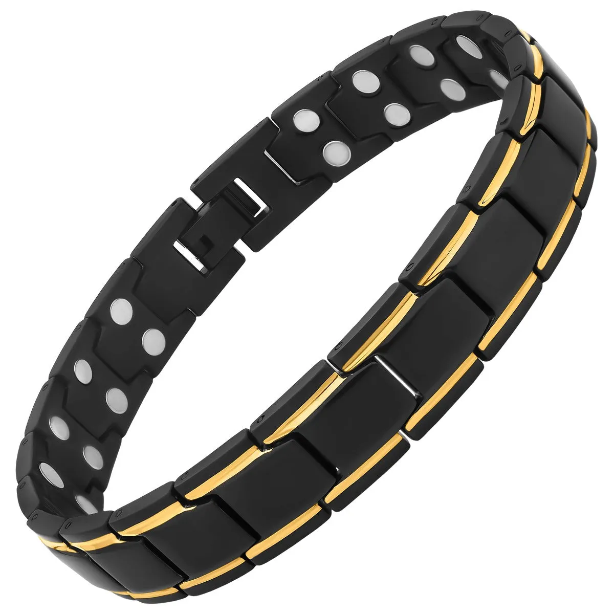 Ultra Strength Black & Gold Trim Magnetic Therapy Bracelet