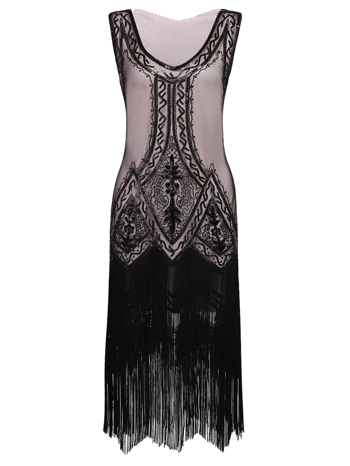 [US Warehouse] 1920s Beaded Fringed Flapper Dress