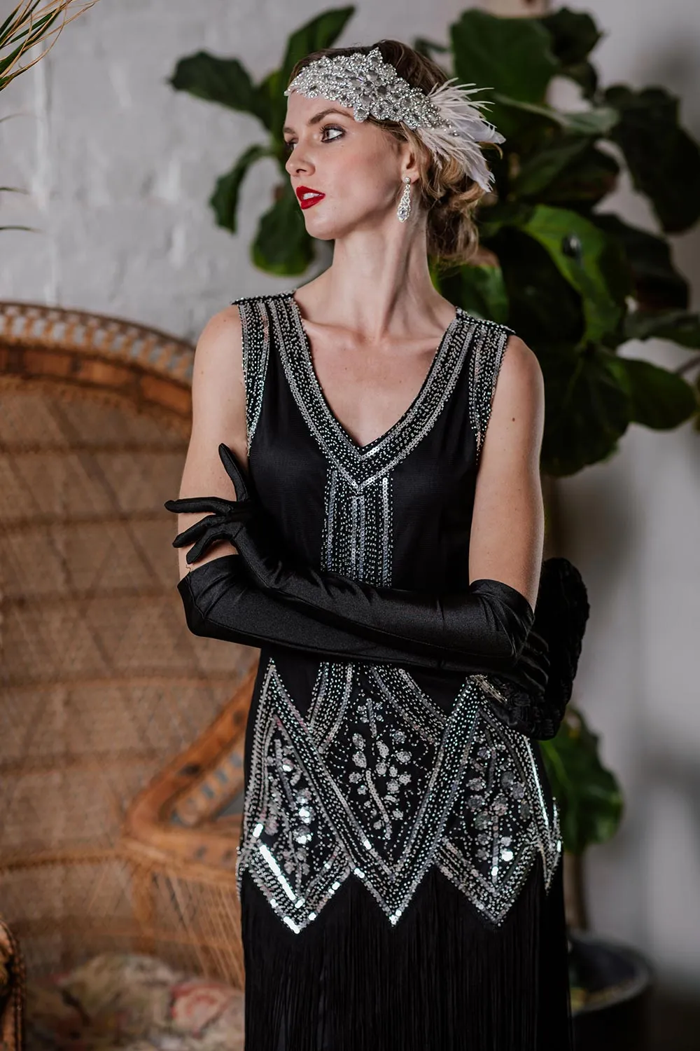 [US Warehouse] 1920s Beaded Fringed Flapper Dress