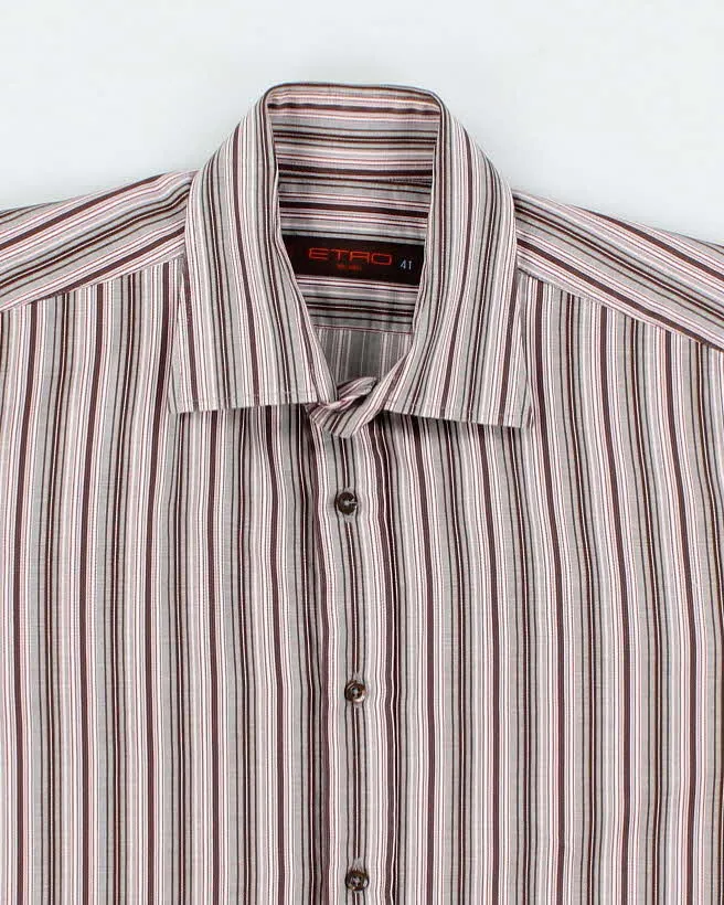 Vintage Men's Pink Stripped Etro Shirt - L